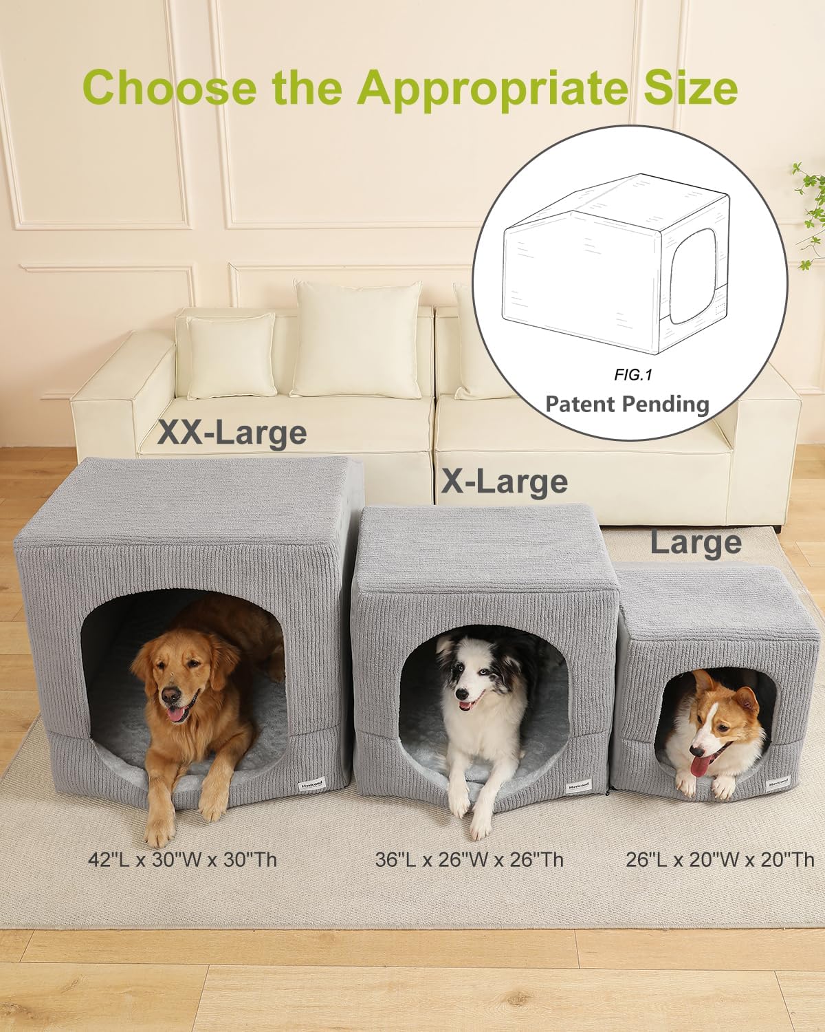 hovicaed indoor dog house large sized dog tent showing dimensions