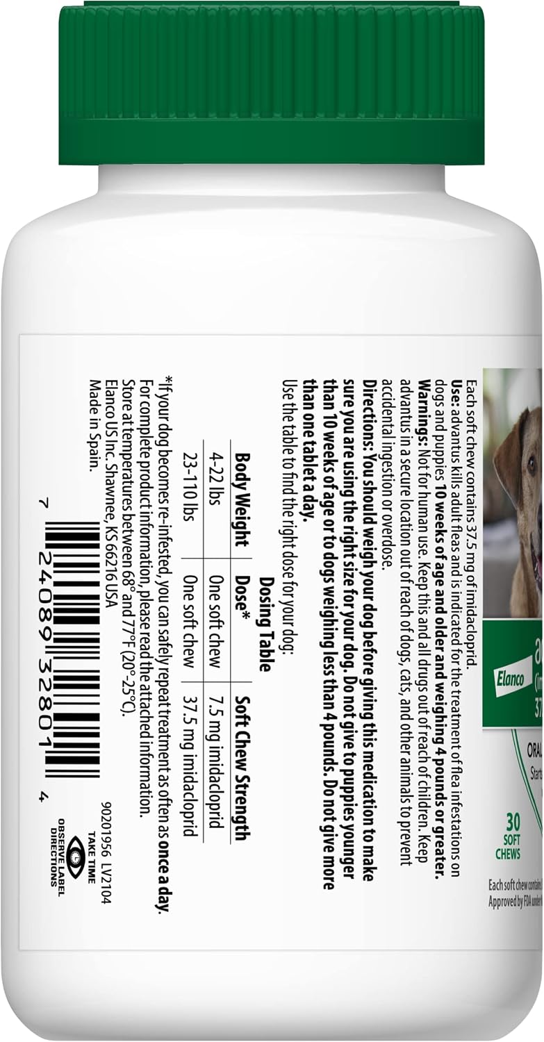 advantus (imidacloprid) soft chew flea treatment for dogs shown in use