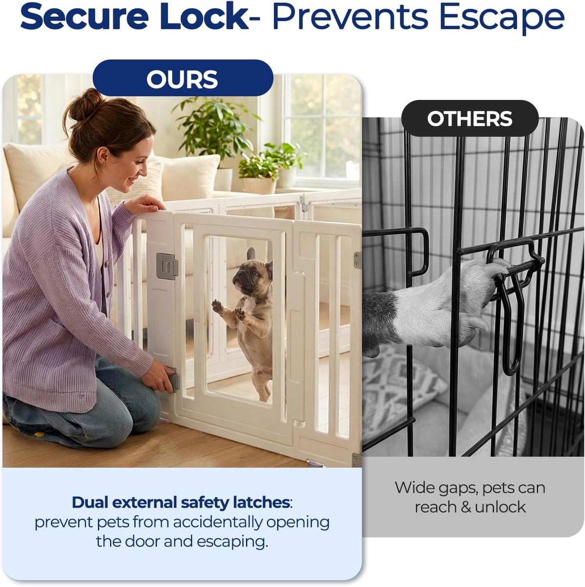 transparent acrylic dog playpen with door for small shown in use