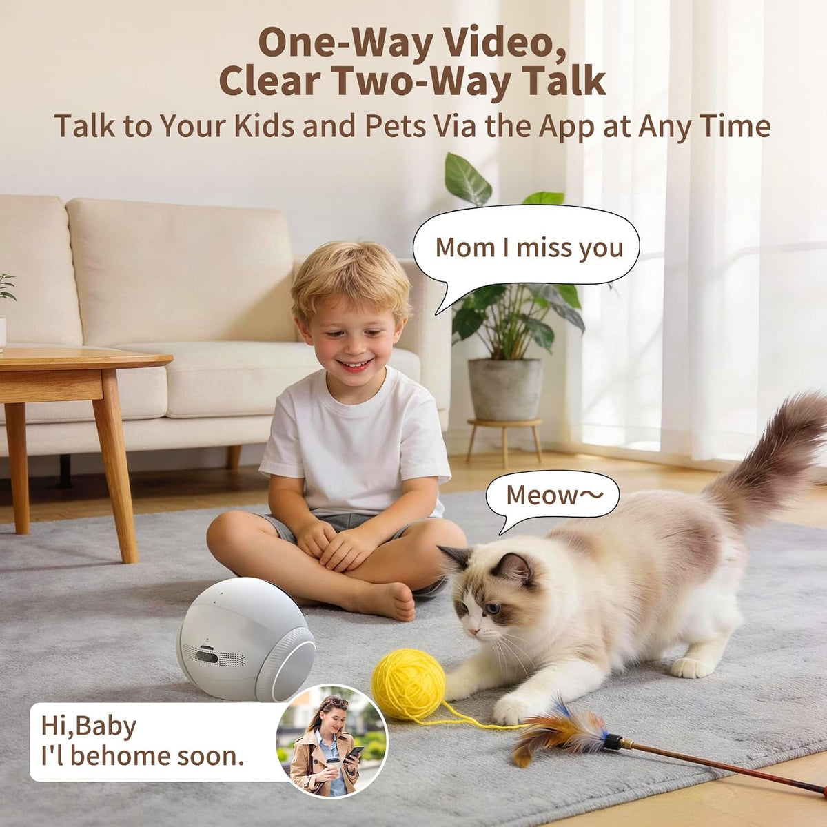 1080p moving pet robot camera, smart home security showing dimensions