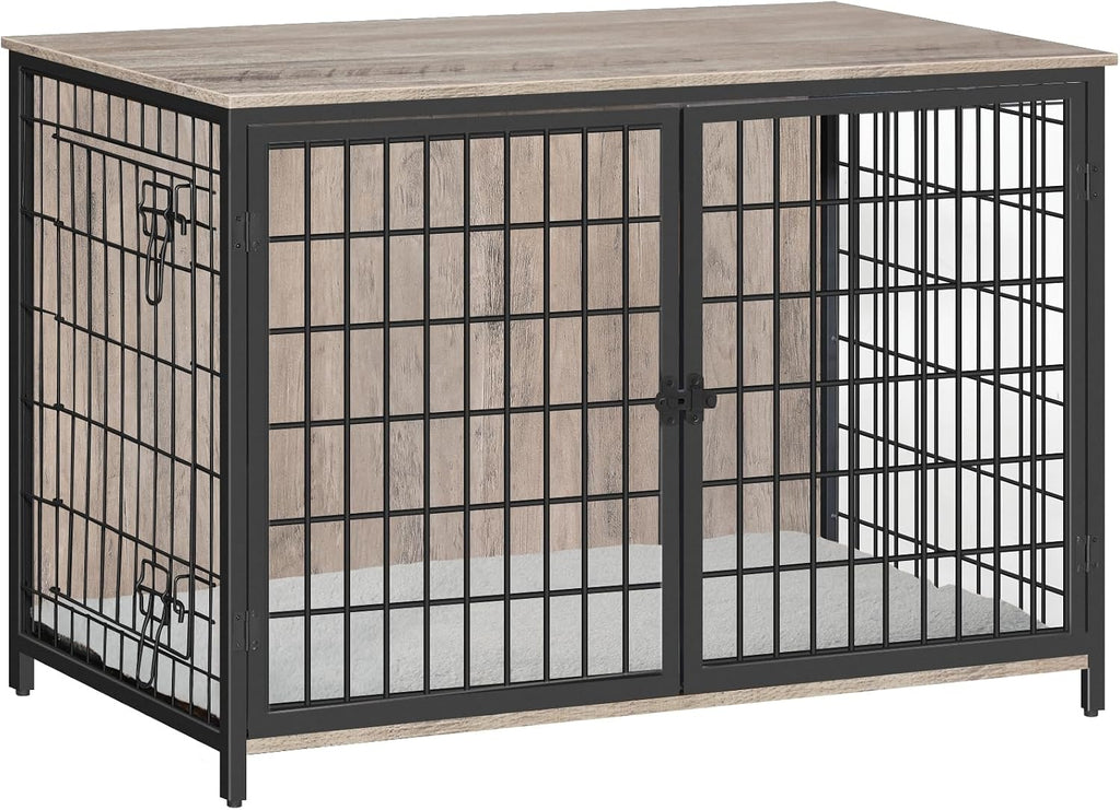 mahancris dog crate furniture with cushion, wooden dog, view 9