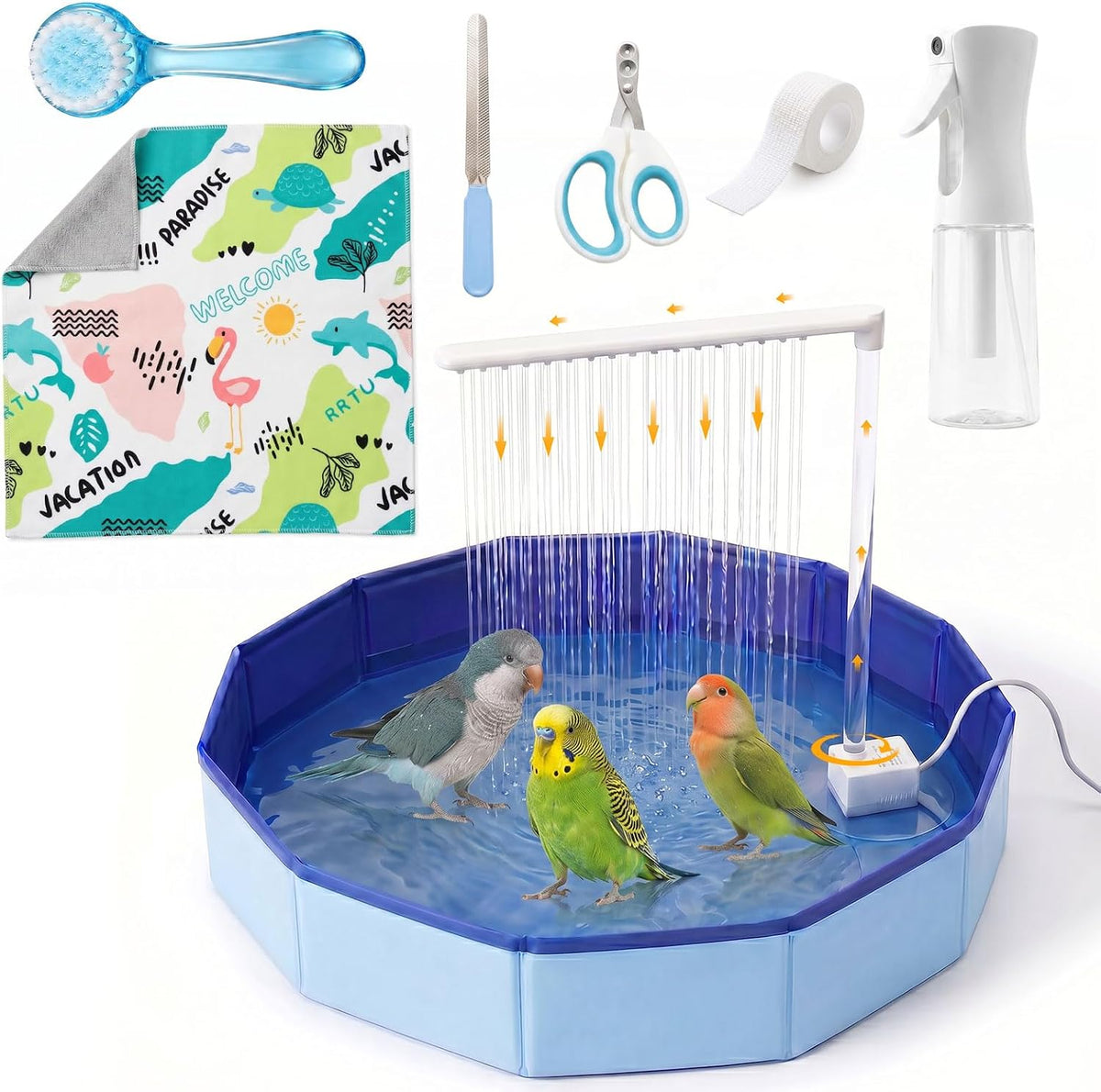 large automatic bird bath shower, portable bird bathtub, main product view