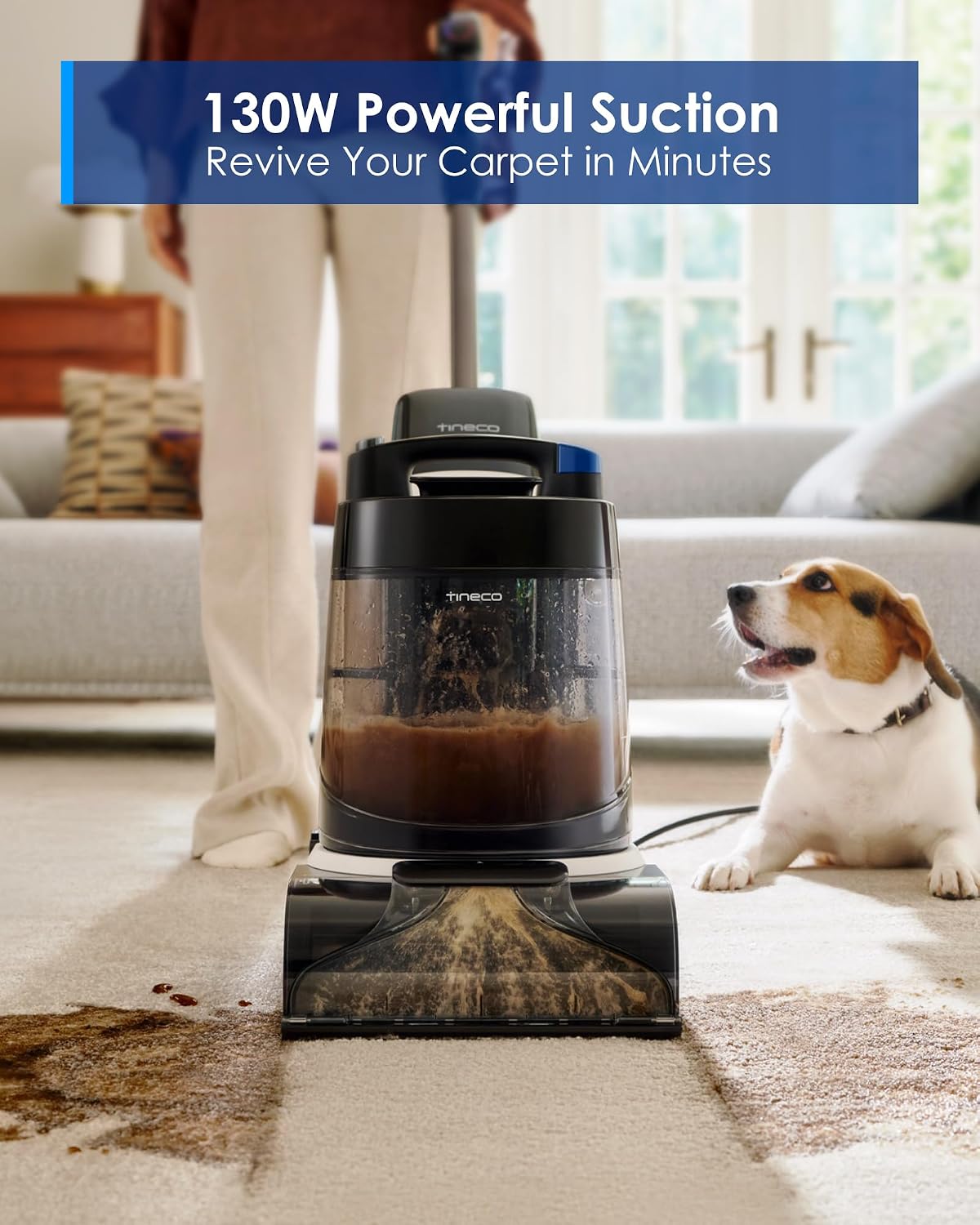 tineco carpet one cruiser smart carpet cleaner, self-cleaning, side view