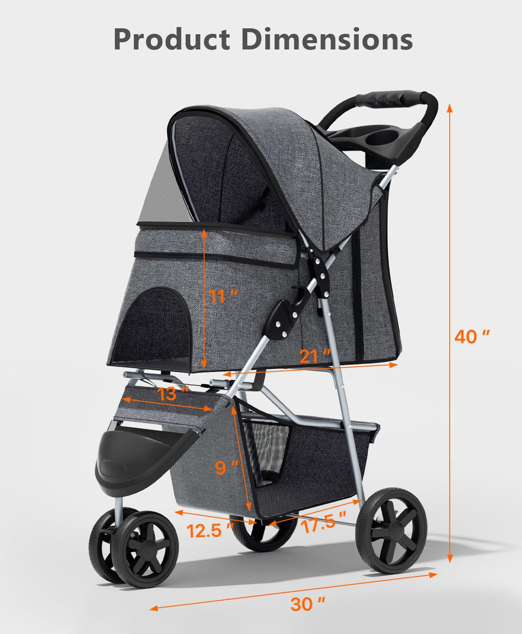 os motor 3 wheels pet stroller for small shown in use