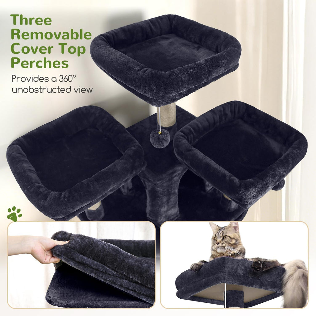 globlazer cat tree tower for multiple adult cats, close-up detail