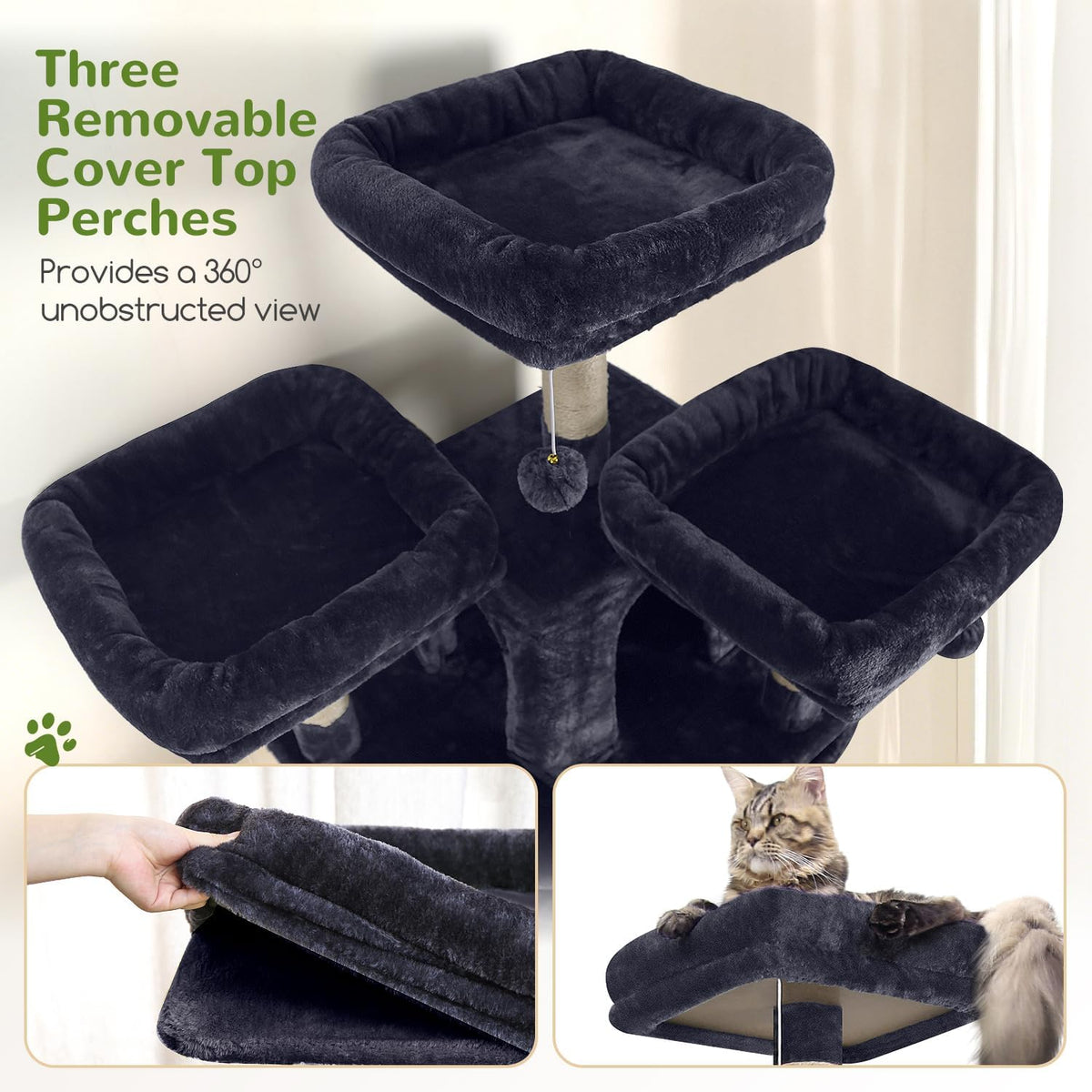 globlazer cat tree tower for multiple adult cats, close-up detail