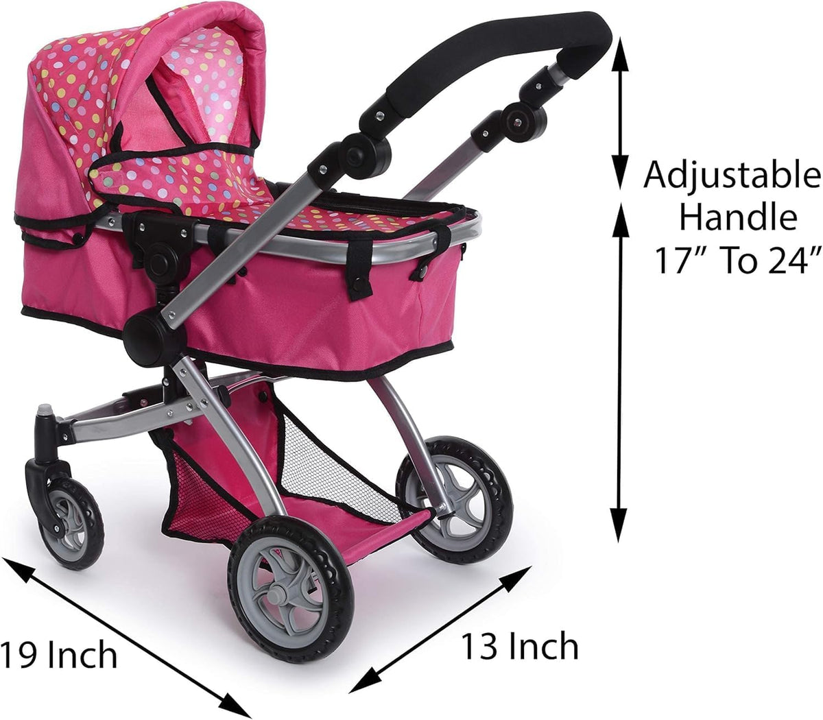 fash n kolor foldable pram for baby doll, package contents