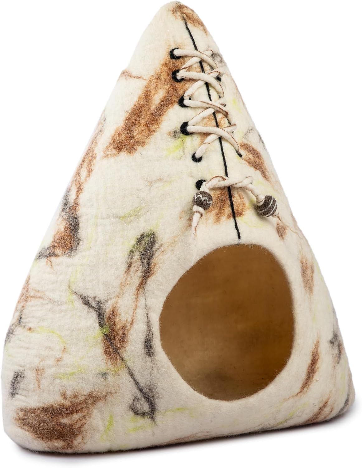 luxurious merino wool cat cave - foldable hideaway shown in use