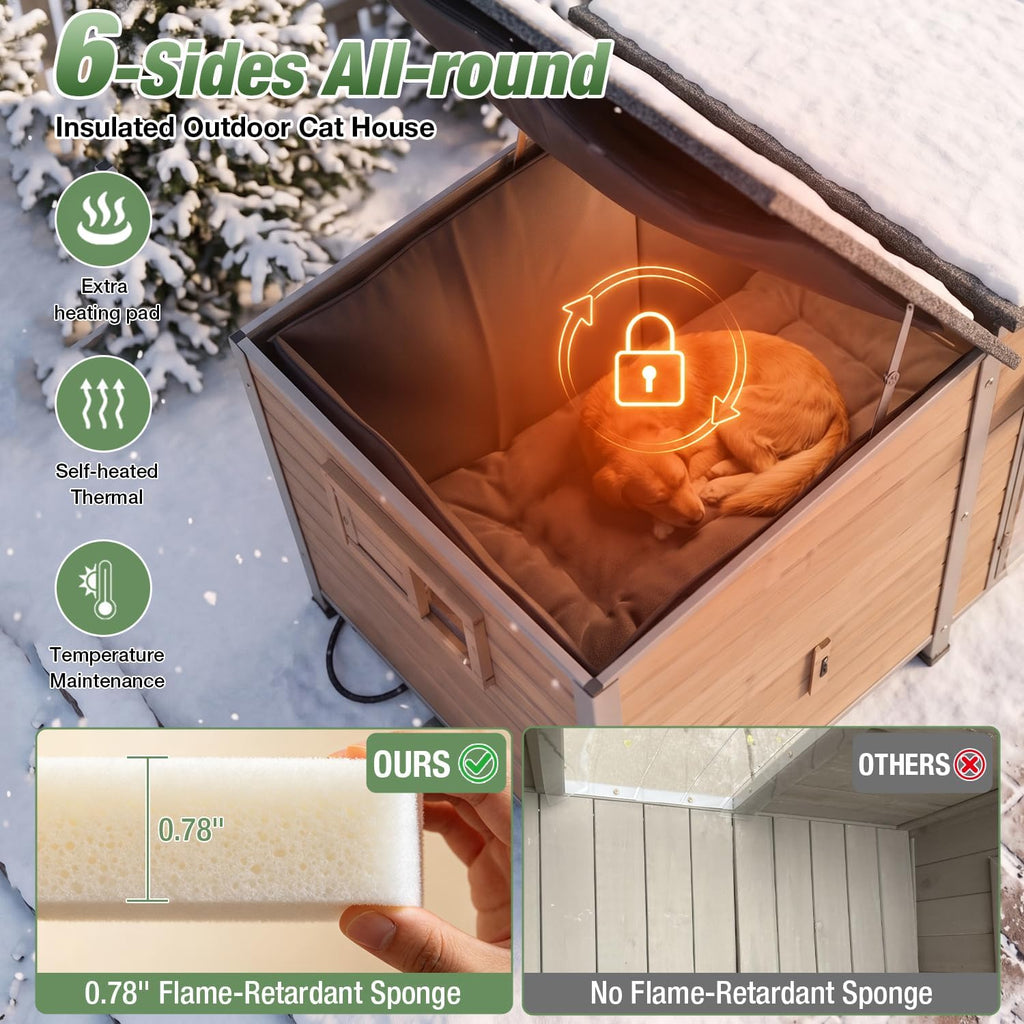 gutinneen heated dog house outdoor for large dogs, side view