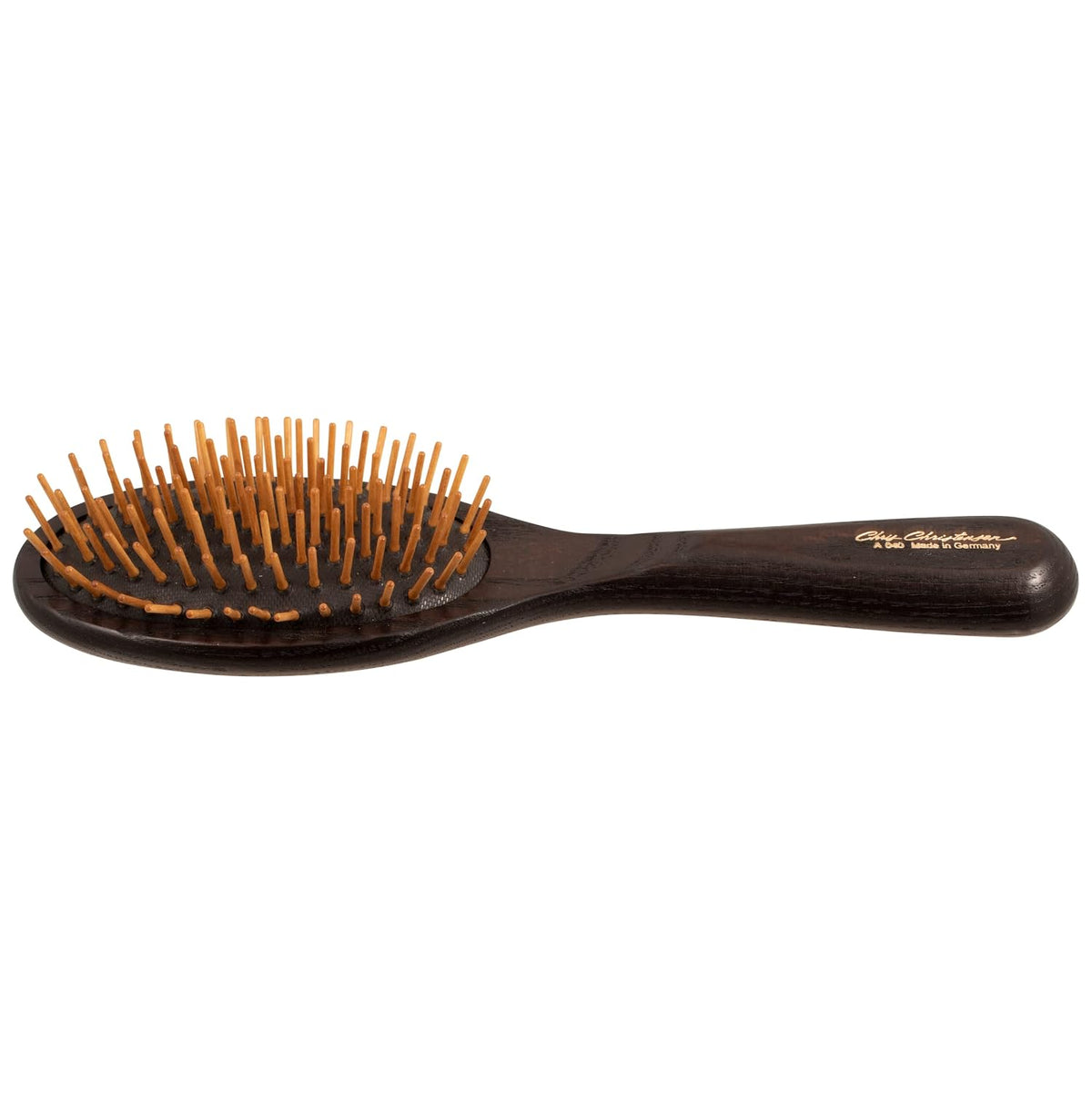 chris christensen dog brush, 20 mm oval, wood, side view