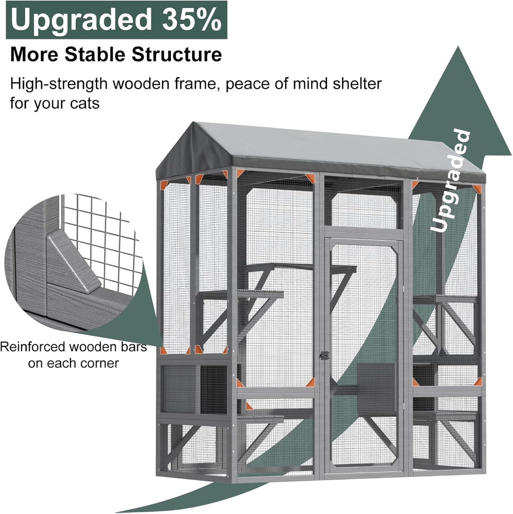timhaka 72" catio outdoor cat enclosure with waterproof, close-up detail