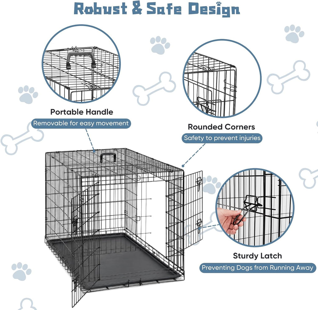 dumos 48 inch dog crate, puppy small medium shown in use