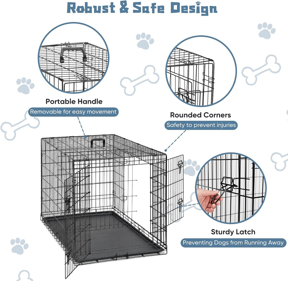 dumos 48 inch dog crate, puppy small medium shown in use