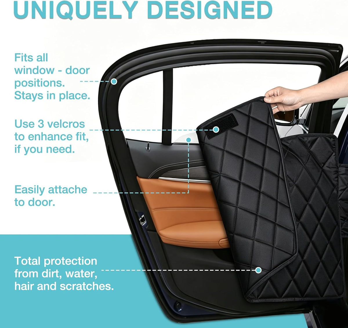 waterproof hard bottom car seat cover for dogs, side view