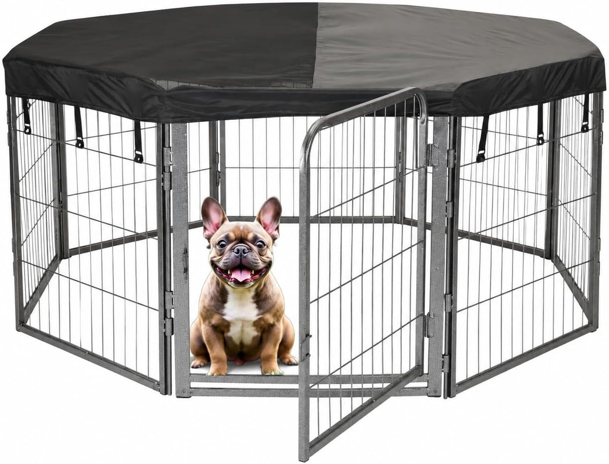 dog playpen w/octagon top shade cover - 24, main product view