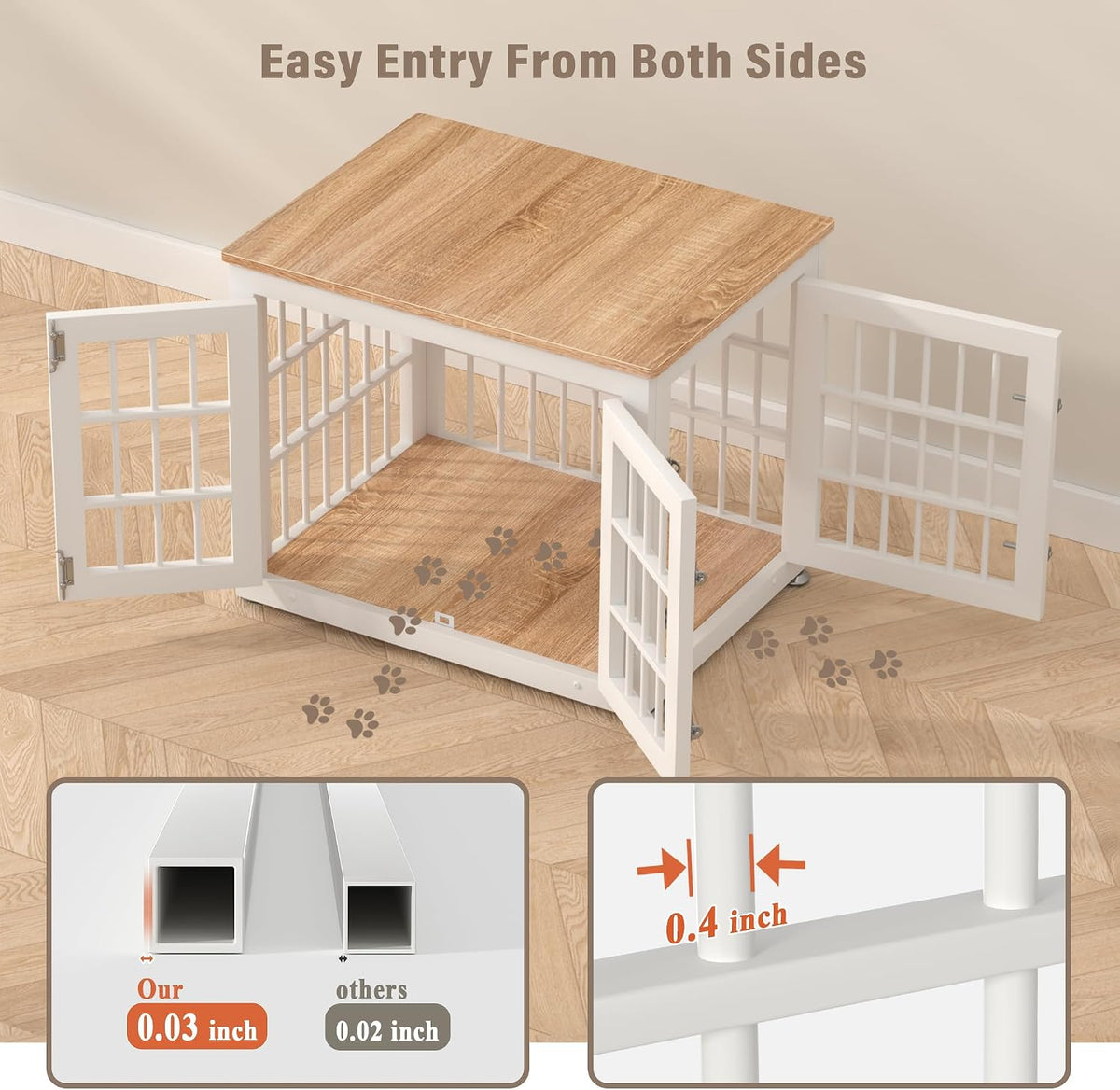 rehomerance 26" heavy duty dog crate furniture for, side view