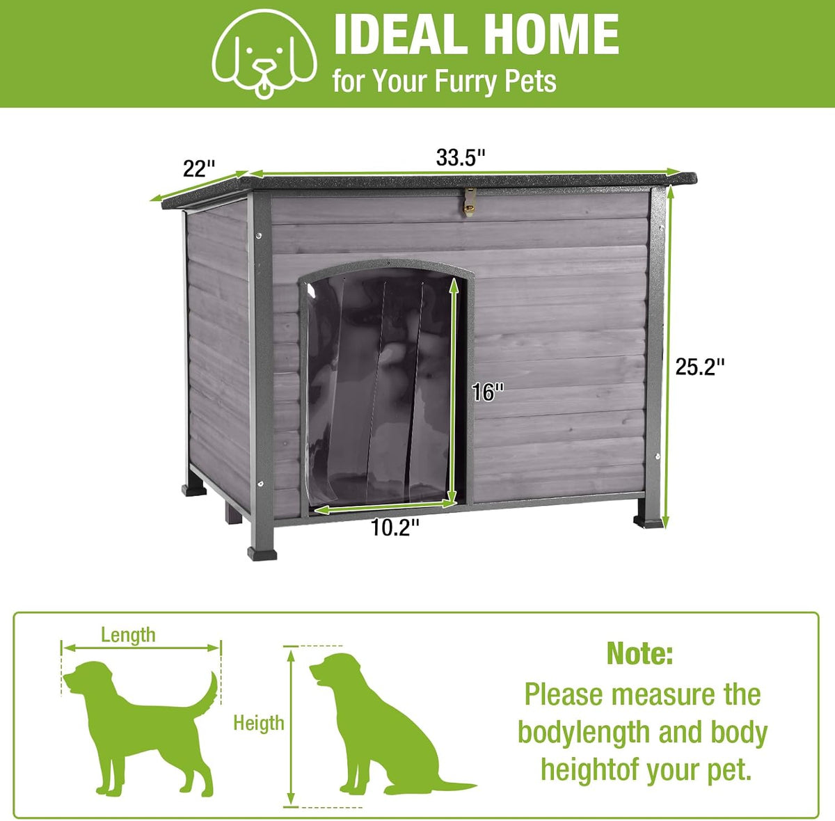 gutinneen large outdoor insulated dog house indestructible dog showing dimensions
