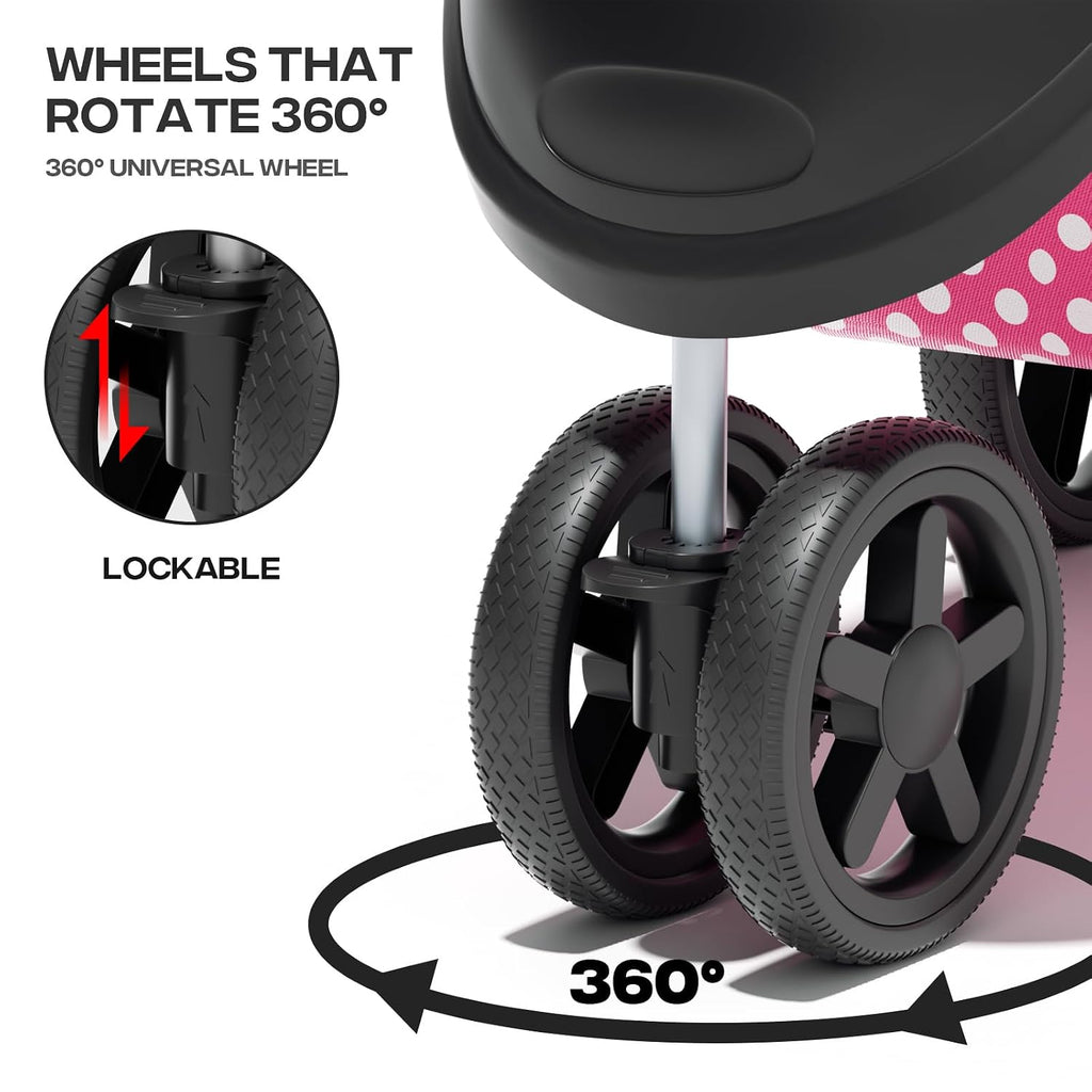foldable 3-wheel pet stroller for dogs & cats, view 9