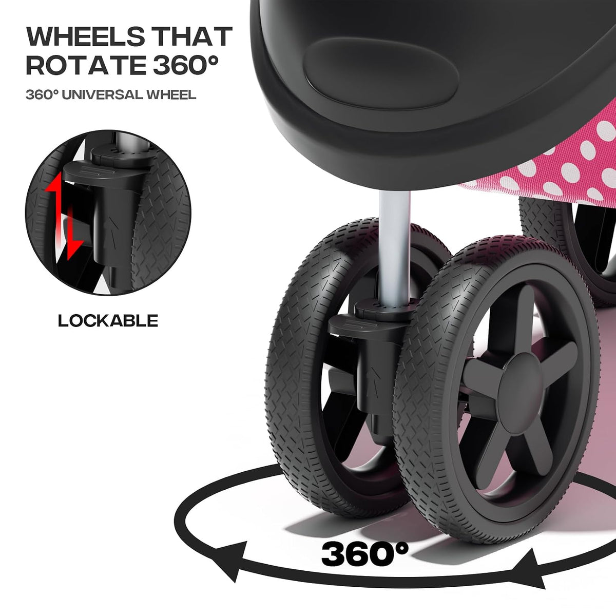 foldable 3-wheel pet stroller for dogs & cats, view 9
