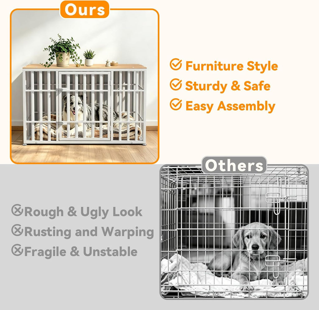 snuowu 46 inch heavy duty dog crate furniture on a desk or shelf
