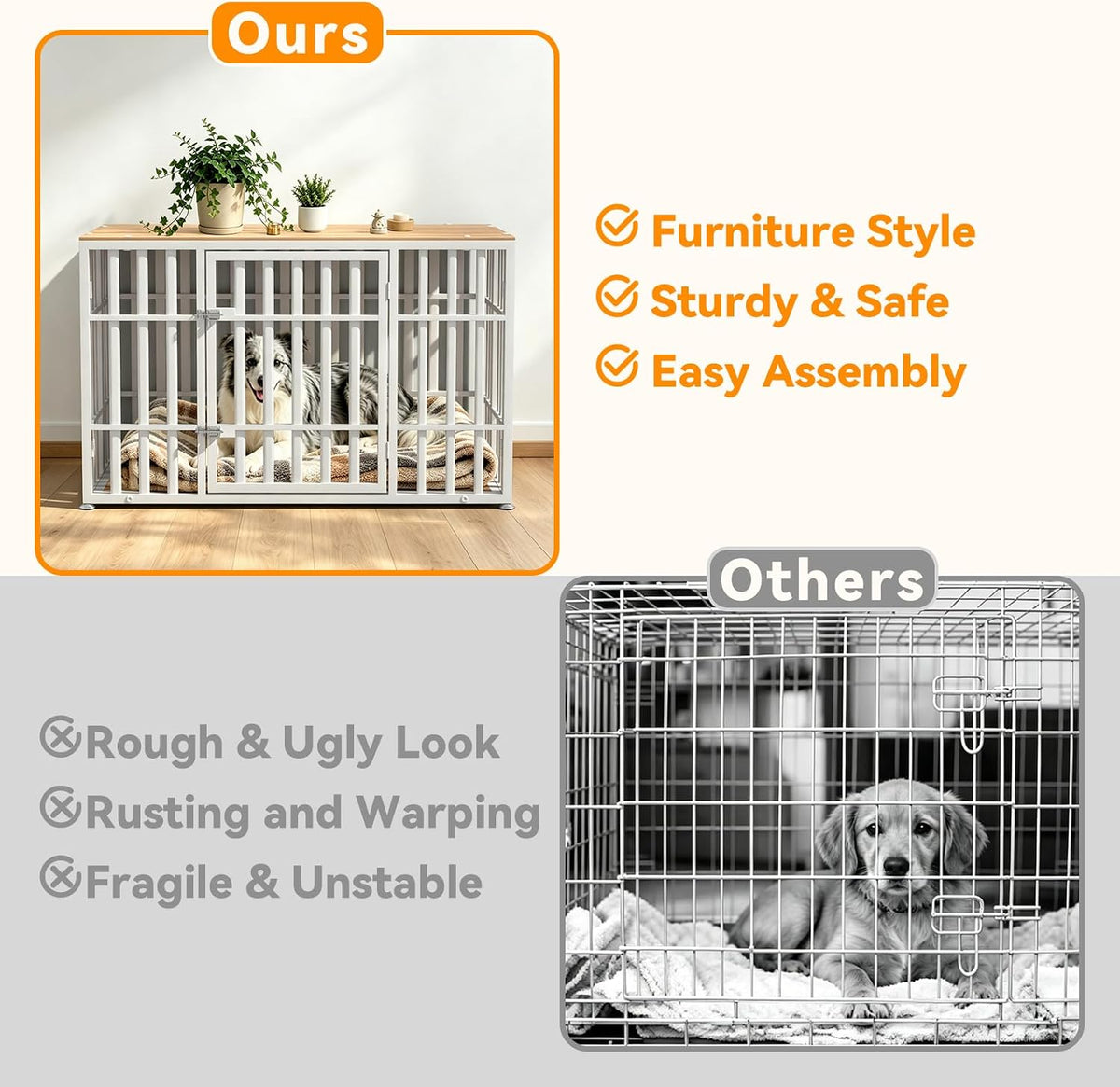 snuowu 46 inch heavy duty dog crate furniture on a desk or shelf
