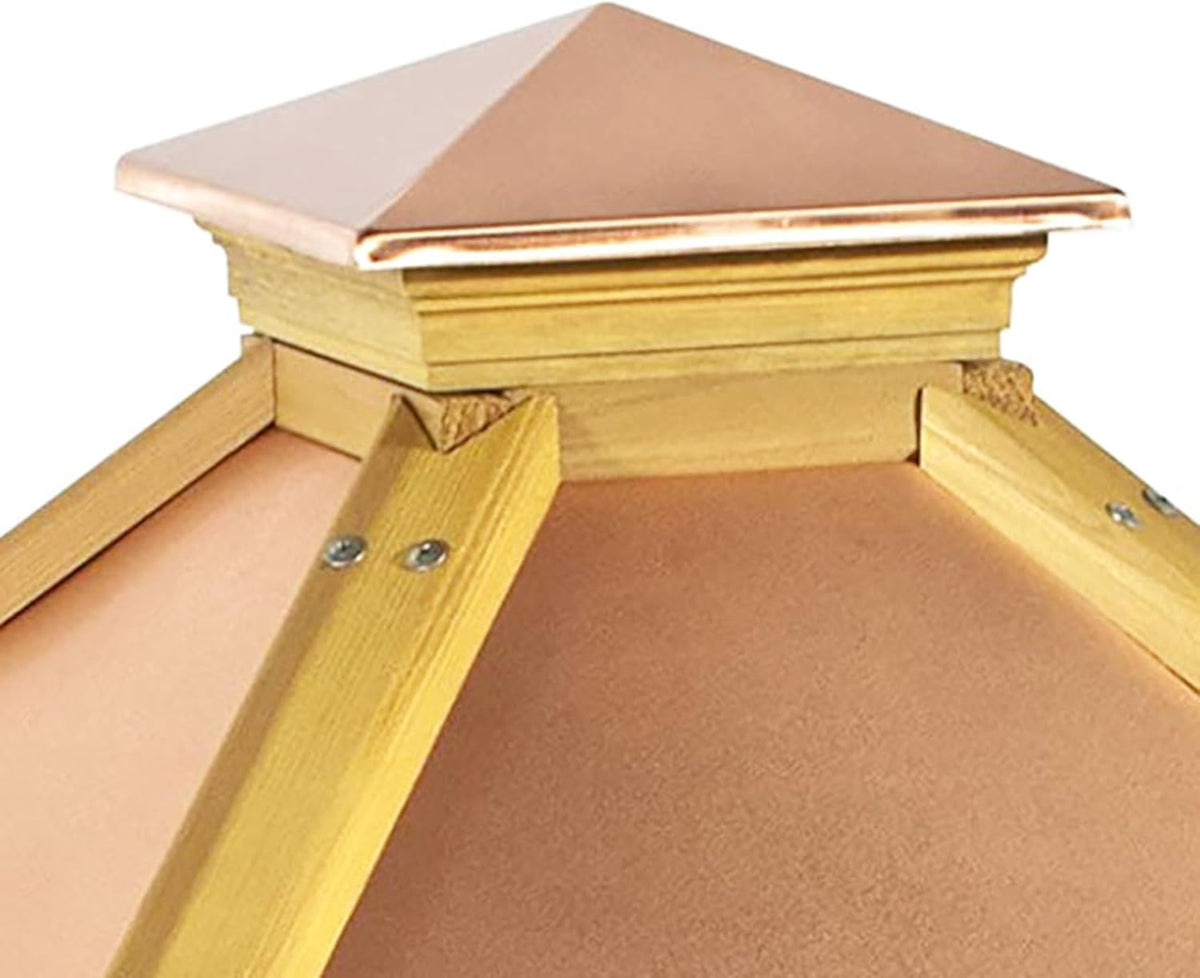 woodlink copgazebo coppertop wood gazebo bird feeder showing dimensions