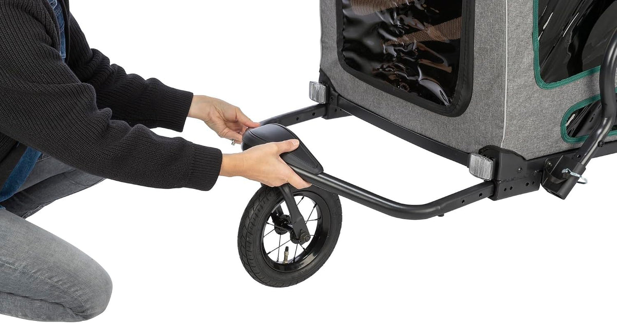 trixie jogger-umbausatz für hundeanhänger – frontrad mit 360°-gelenk, side view