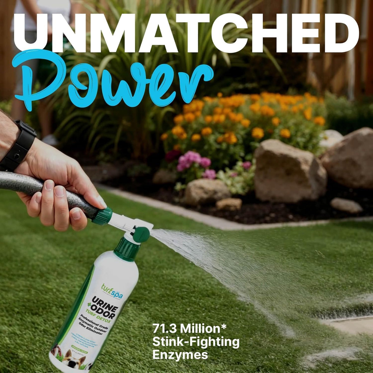 artificial grass odor eliminator, pet urine cleaner, 2 shown in use