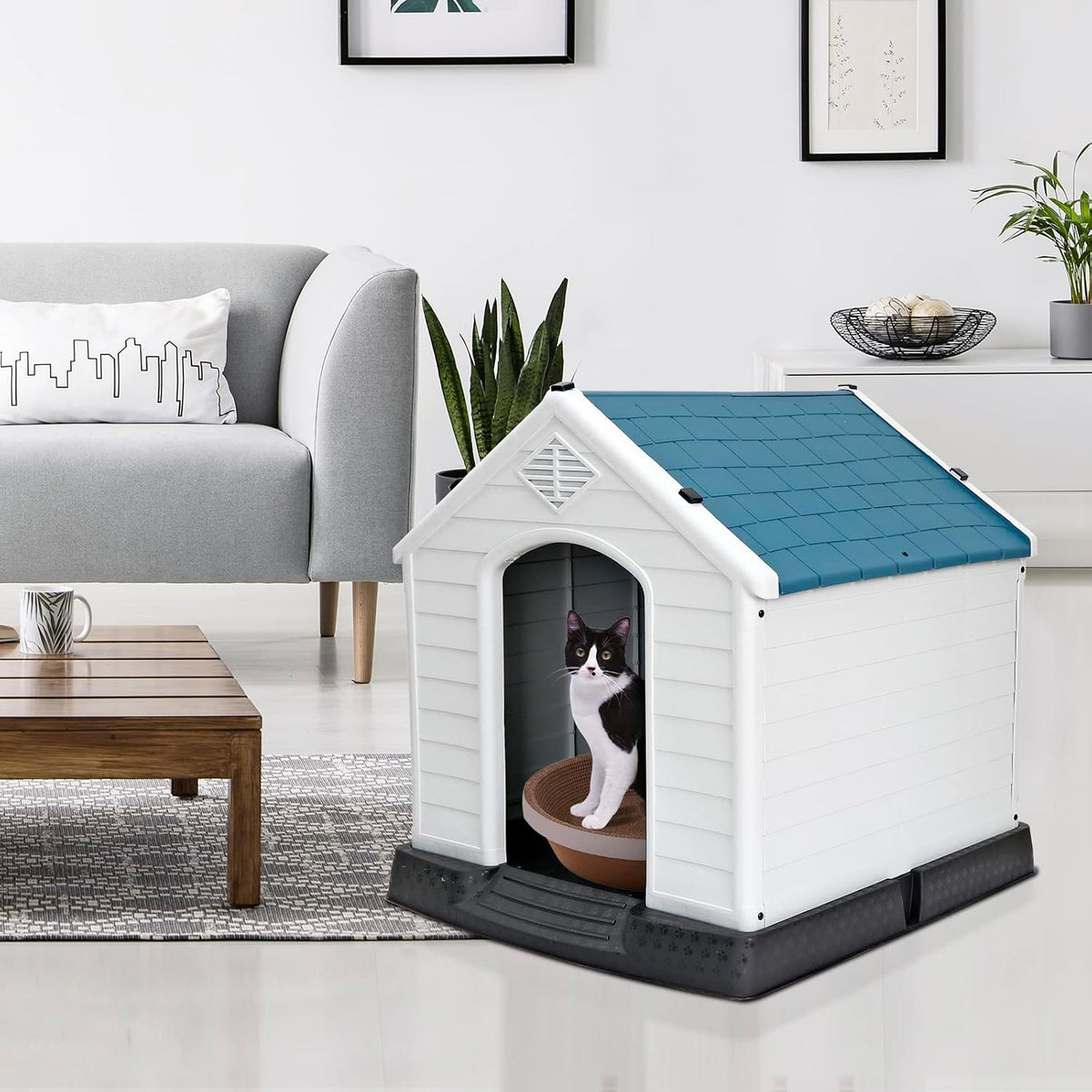 large plastic dog house indoor outdoor durable ventilate, view 9