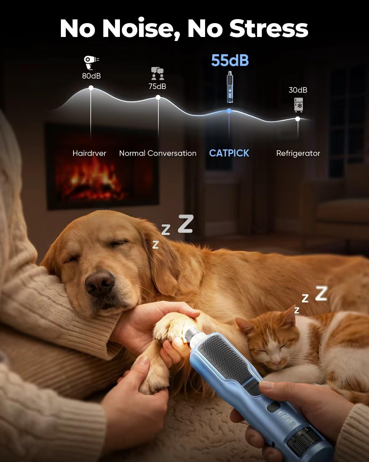catpick 7-speed quiet dog & cat nail grinder shown in use