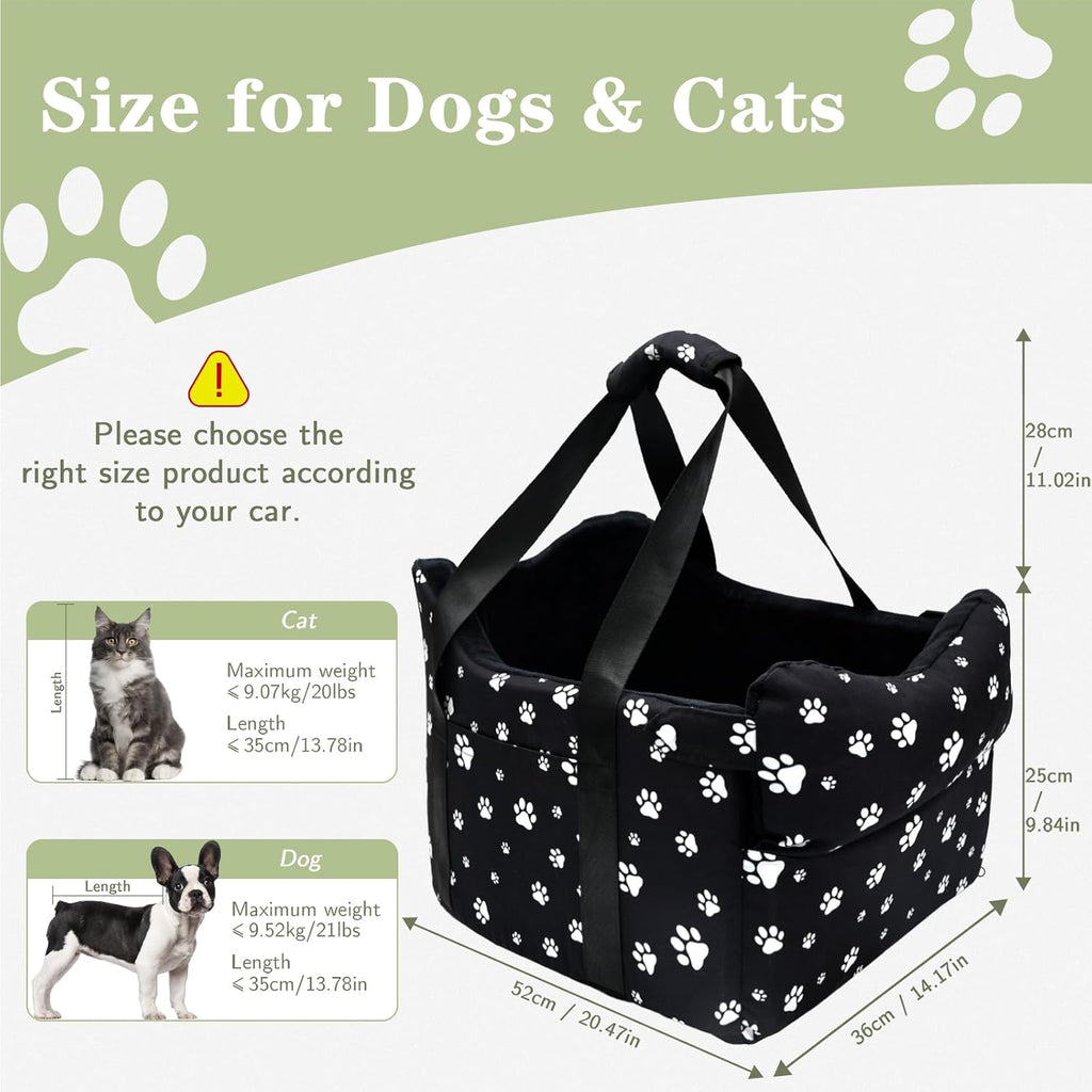 center console dog car seat for medium dogs, side view