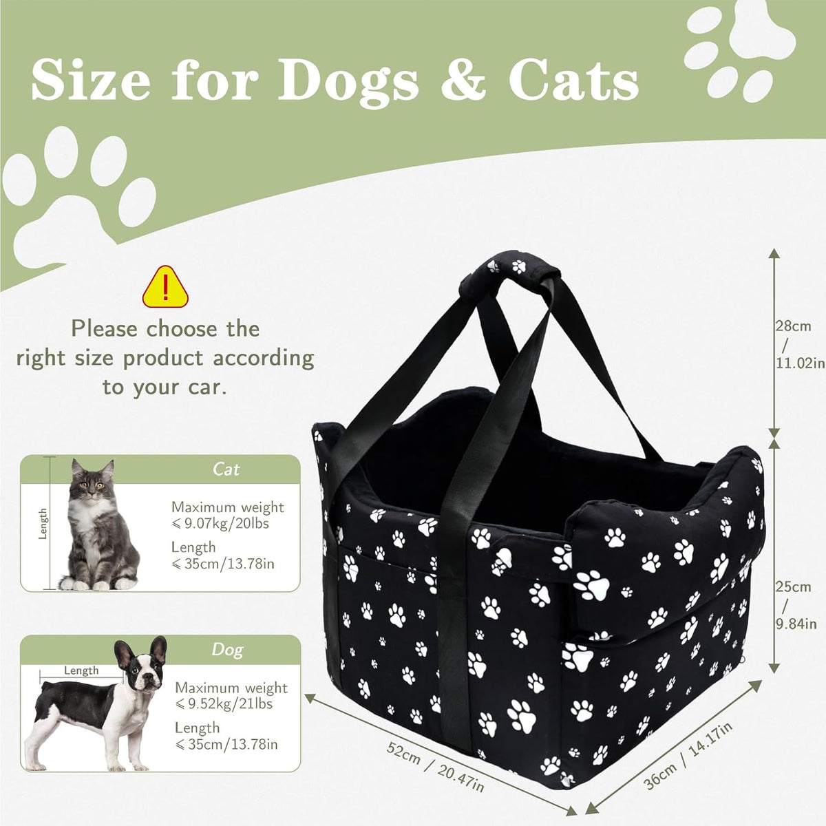 center console dog car seat for medium dogs, side view