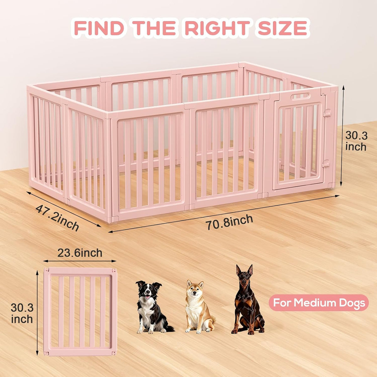dog playpen indoor,puppy playpen,pink 30.3" h,10 panels shown in use