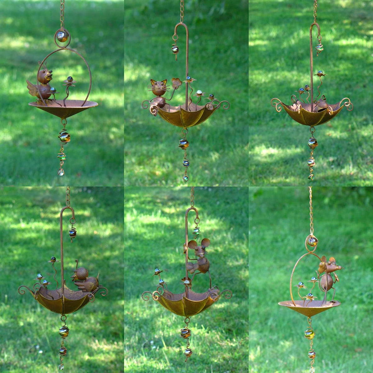 hanging umbrella bird-feeder decorations (set of all 6, main product view