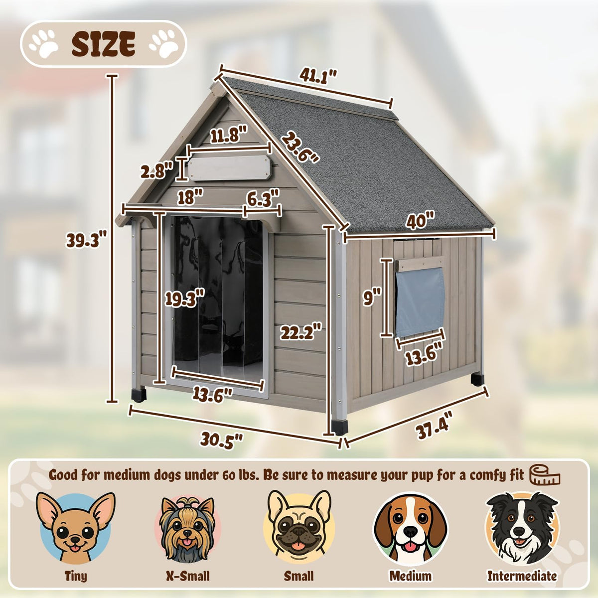 ketive outdoor dog house weatherproof for medium & shown in use