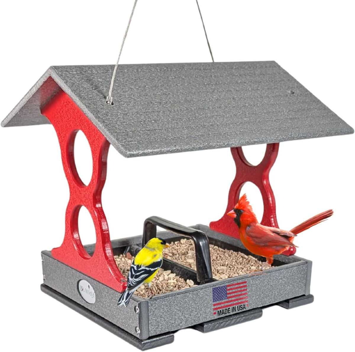 jcs wildlife medium poly fly-thru bird feeder w/removable, main product view