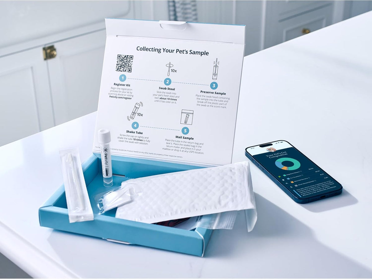 purina petivity comprehensive microbiome analysis kit for cats shown in use