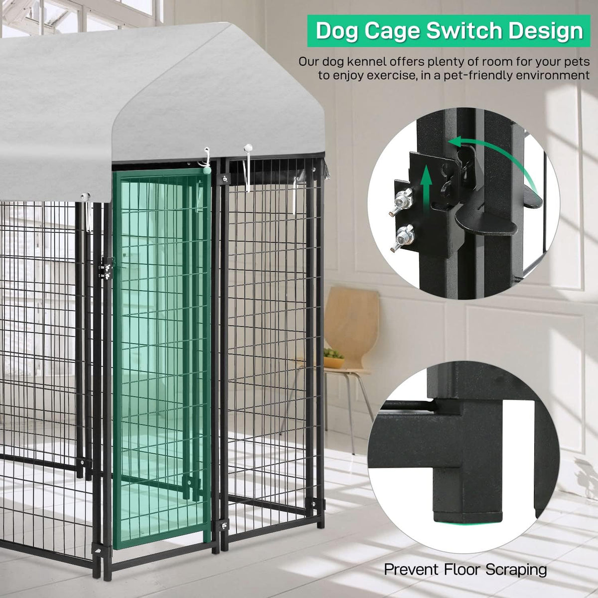paylesshere welded wire dog kennel heavy duty playpen, side view