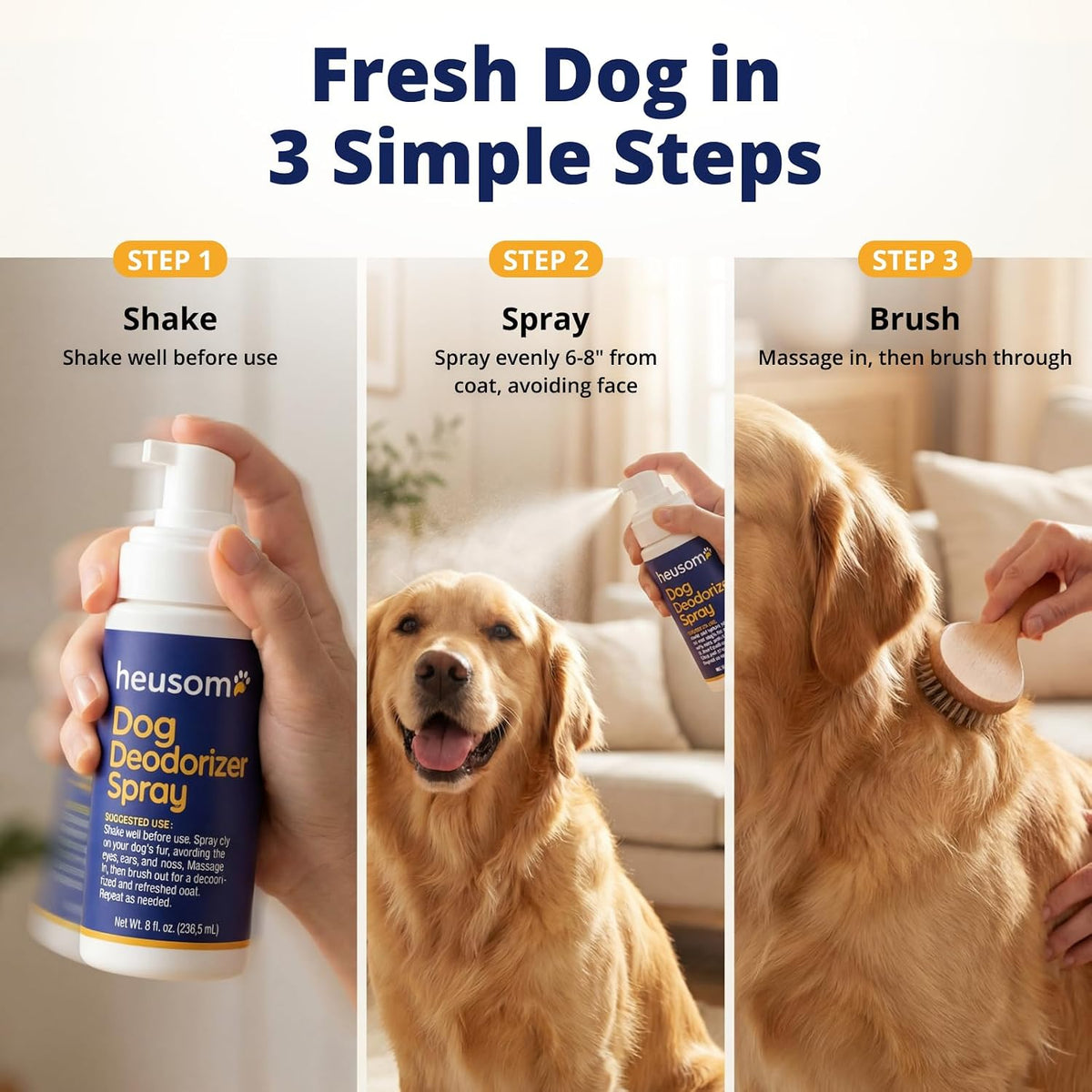 pet deodorizer spray for odor control showing dimensions