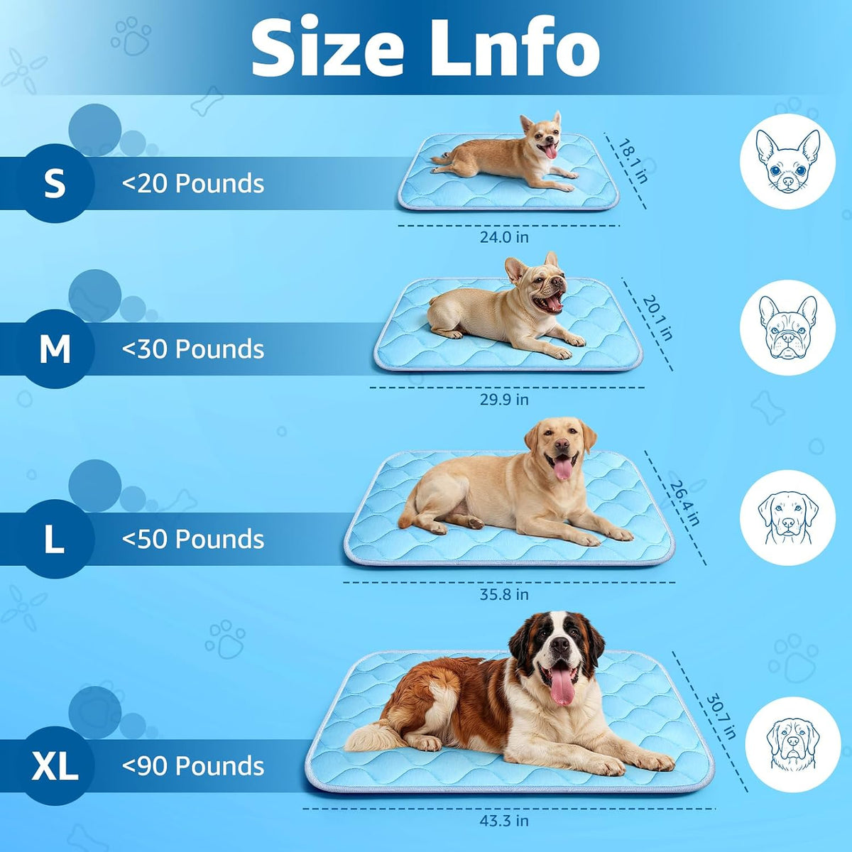 cooling mat for dogs extra large 43" x, side view