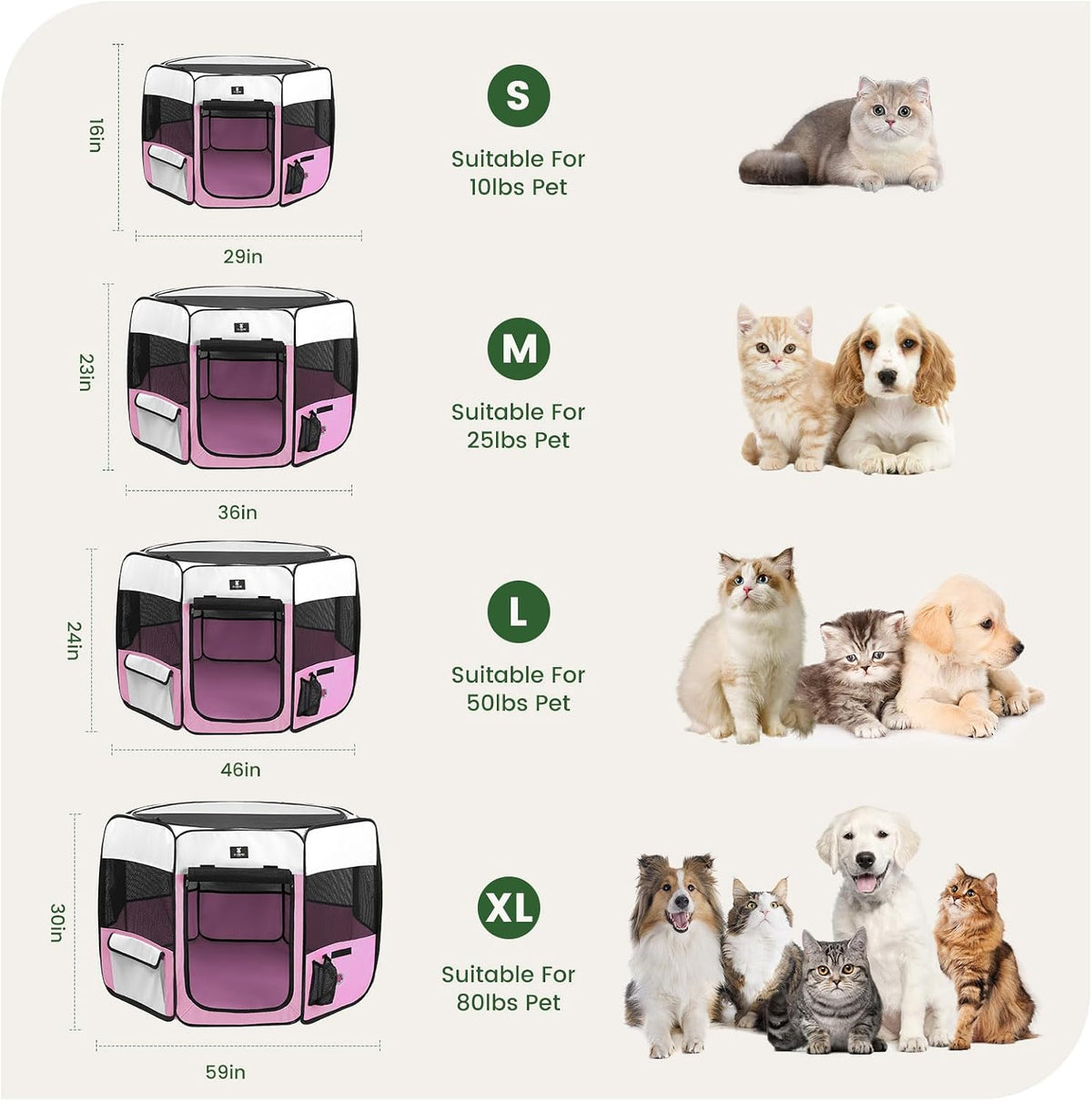x-zone pet foldable dog playpen, portable pet play, side view