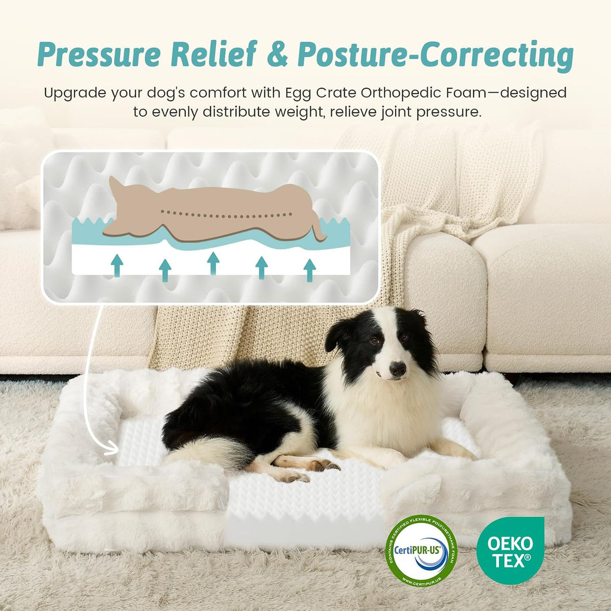 cozy kiss warm orthopedic extra large dog bed, close-up detail