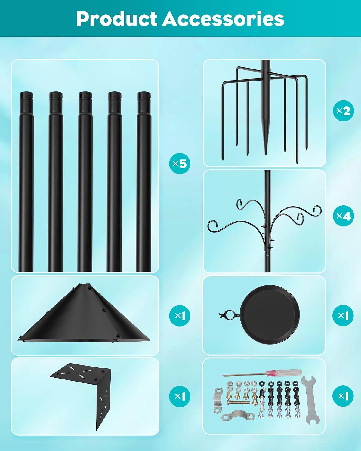 bird feeder pole 92 inch, bird squirrel proof showing dimensions