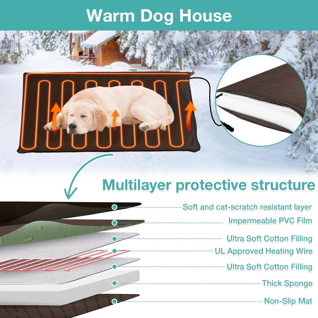 heated dog house outdoor,anti bite iron frame dog, close-up detail