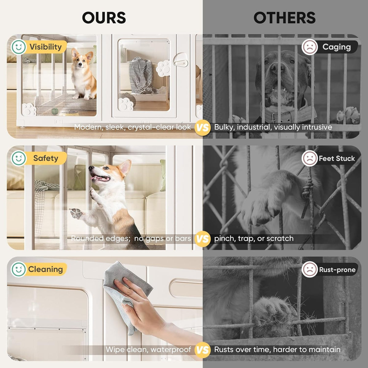 24” acrylic clear dog play pen indoors 8 showing dimensions