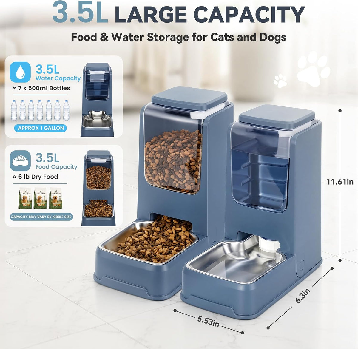automatic cat feeder stainless steel gravity food and, close-up detail