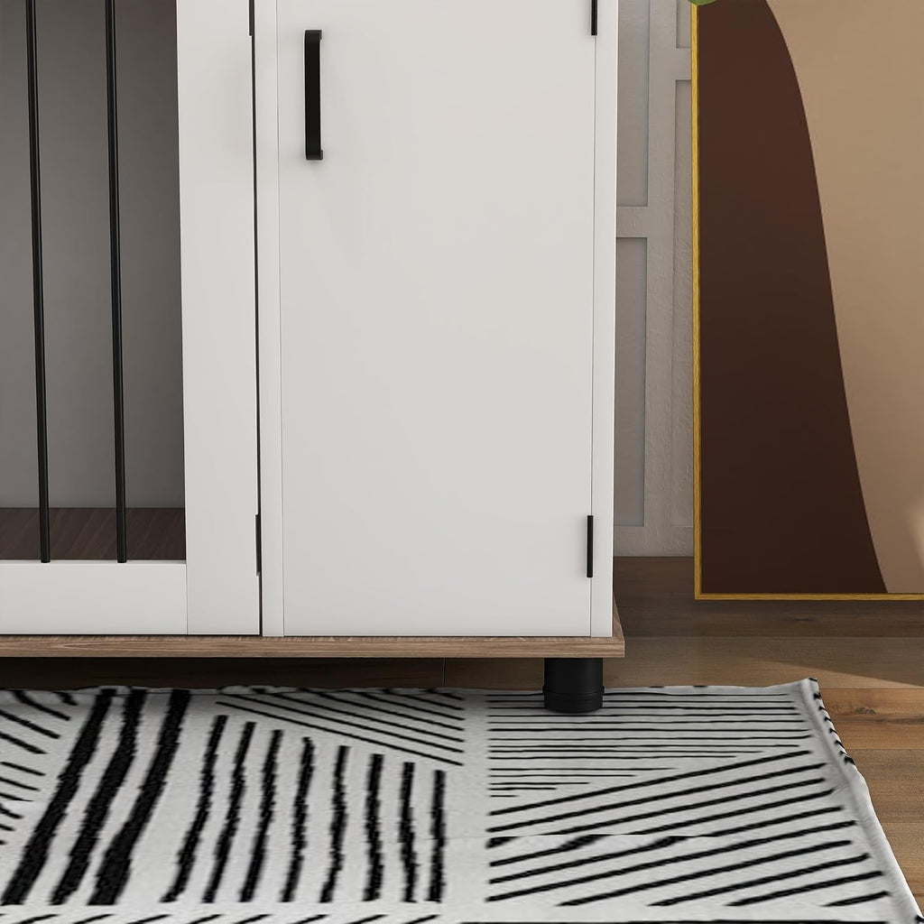 pawhut dog crate furniture with storage double doors, front angle view