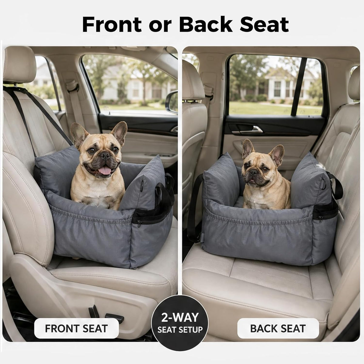 pawz road dog car seat, pet car bed showing dimensions