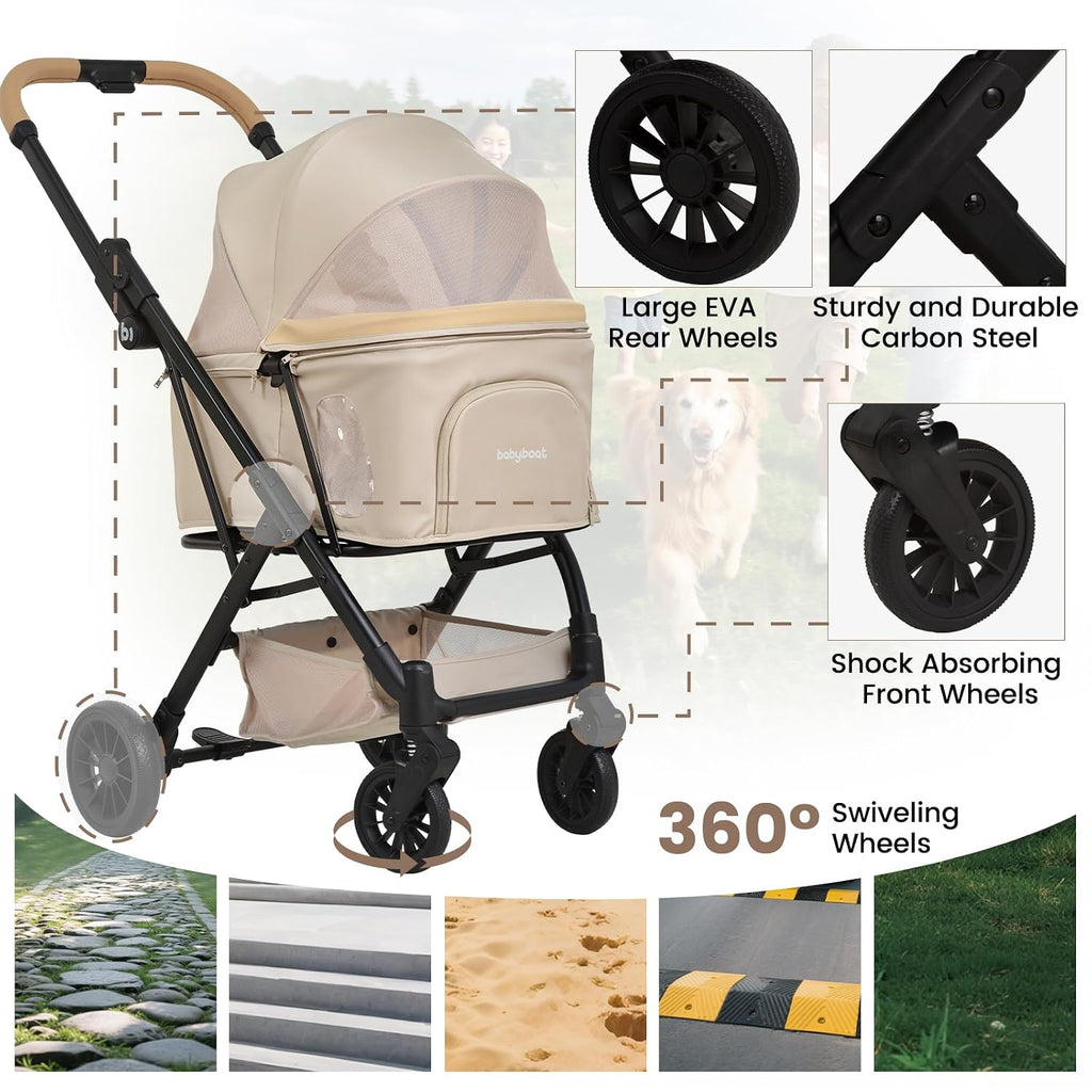 portable compact dog strollers for small dogs with, side view