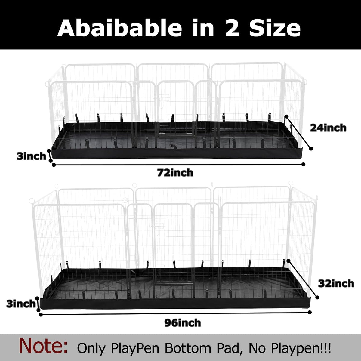 pjyucien rectangle playpen bottom pad for 24'' width, close-up detail